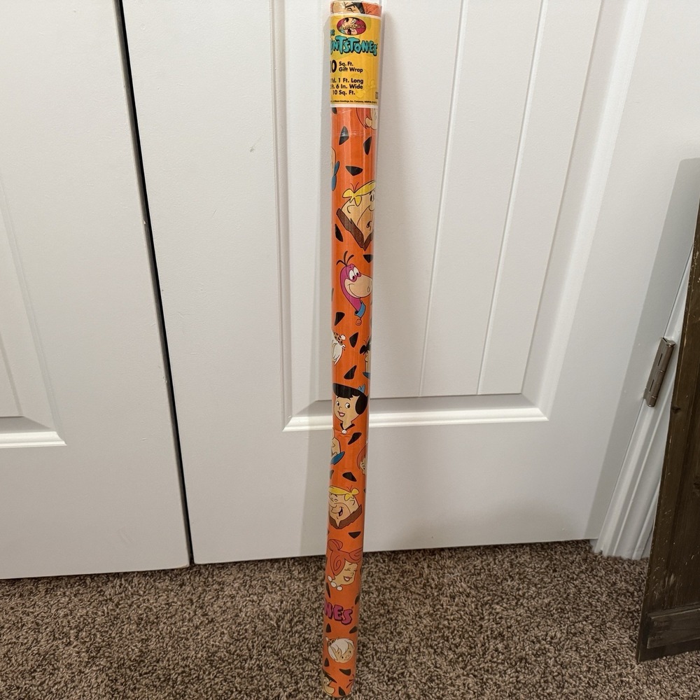 Vintage 1994 FLINTSTONES GIFT WRAP‎ Wrapping Paper 10 Sq Ft.